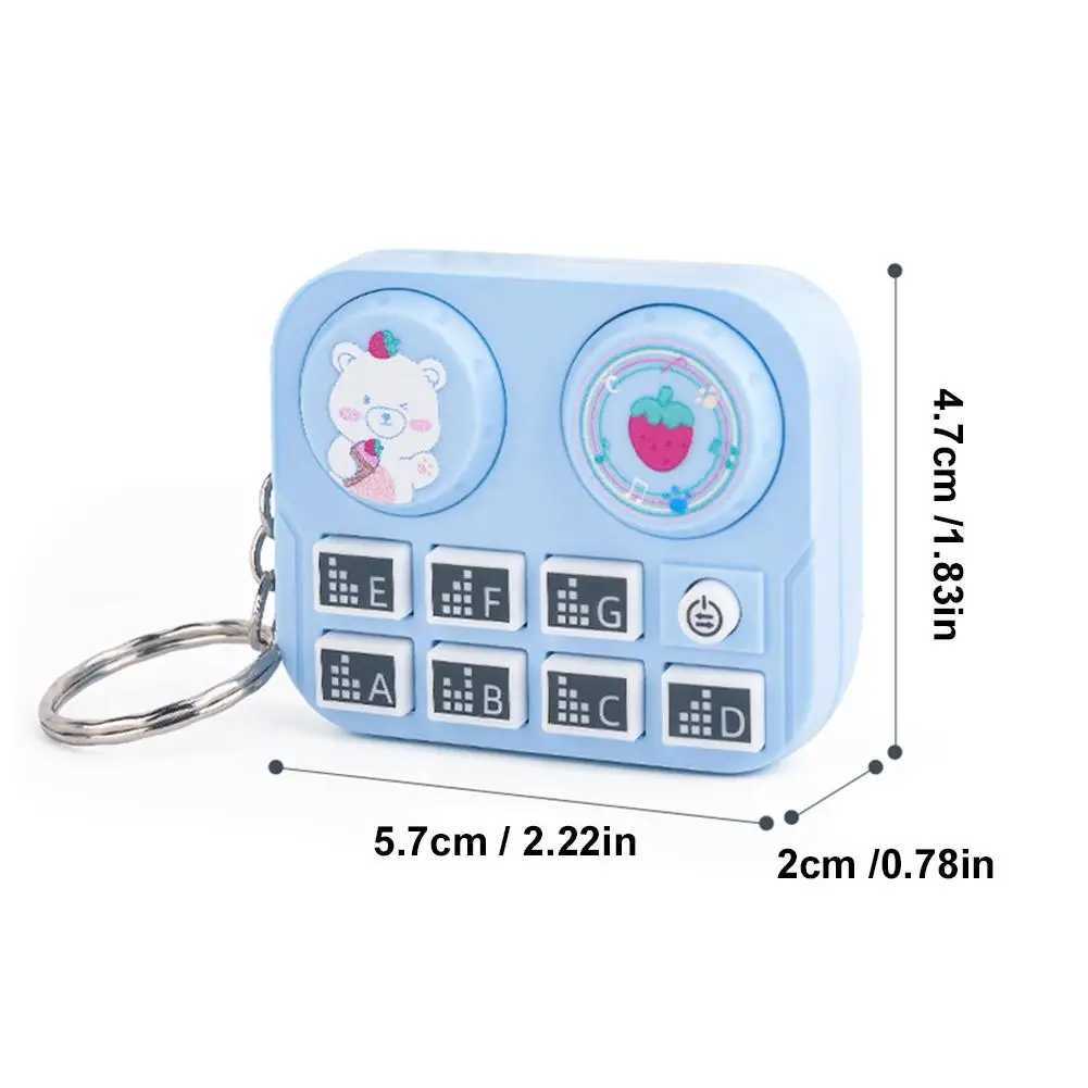 1pc Mini Music DJ Disc Player Keychain Musical Instrument Sound Button Toy Games Childrens Educational Toy Bag Pendant KeychainXJ250319