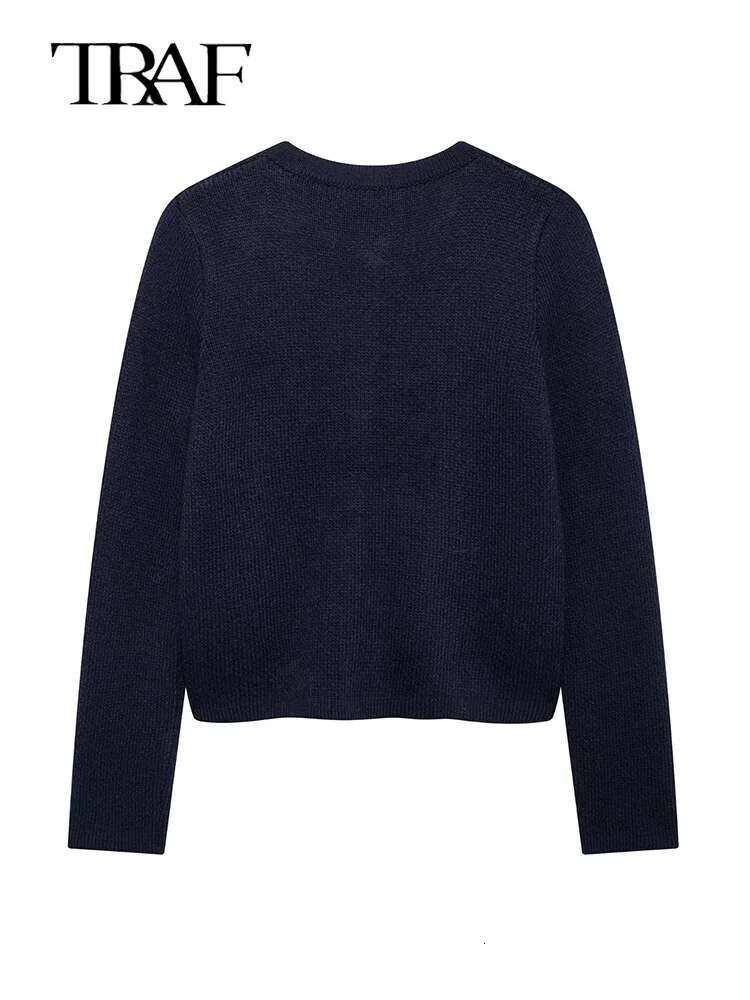 Autumn Golden Breasted Cropped Cardigan Knitted Short Sweaters Cardigans For Women Long Sleeve Button Knitwears Coat