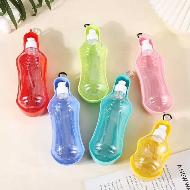 250/500mL Portable Dog Water Bottle Folding Beverage Plastic Water Bottle Pet Outdoor Travel Beverage Dog Drinking Bowl Y250319