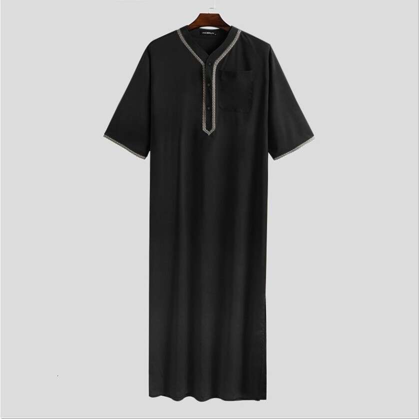 2025 New Muslim Arab Dubai Malaysia Men's Loose Robe Button Up Shirt For Men