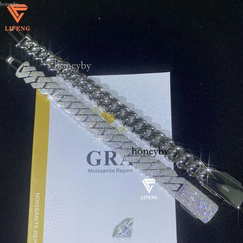 15Mm 4 18Mm Wide 3 Rows Sliver Mossanite Chain Iced Out Cuban k Bracelet For Men