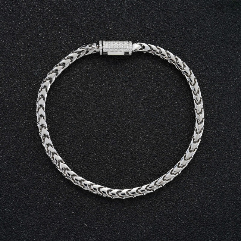 Hiphop 4mm Moissanite Franco Chain Bracelet for Women Men Iced Out D Color Moissanite Diamond Link Bracelet Bangle 925 Silver