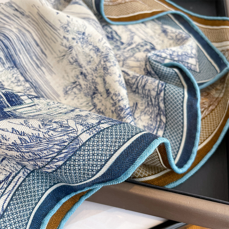 2025 Spring And Autumn Winter New High End Wool For Women's Fashion Style Printed Shawl Double Sided Silk Scarf