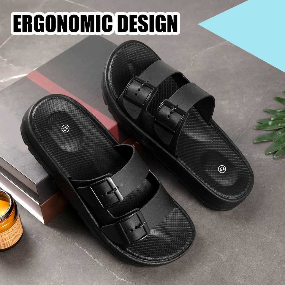 Casual adjustable double butt thick sole solid color universal he for daily outdoor walking scenes mens slippers Y250320