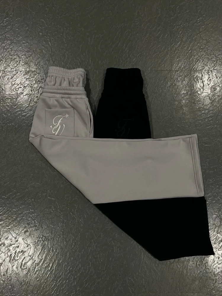 Unisex Fashion Pants Two Piece Pants 2025 Spring Double Waist Pants Loose Drawstring Pants Embroidered Waist Pants 250319