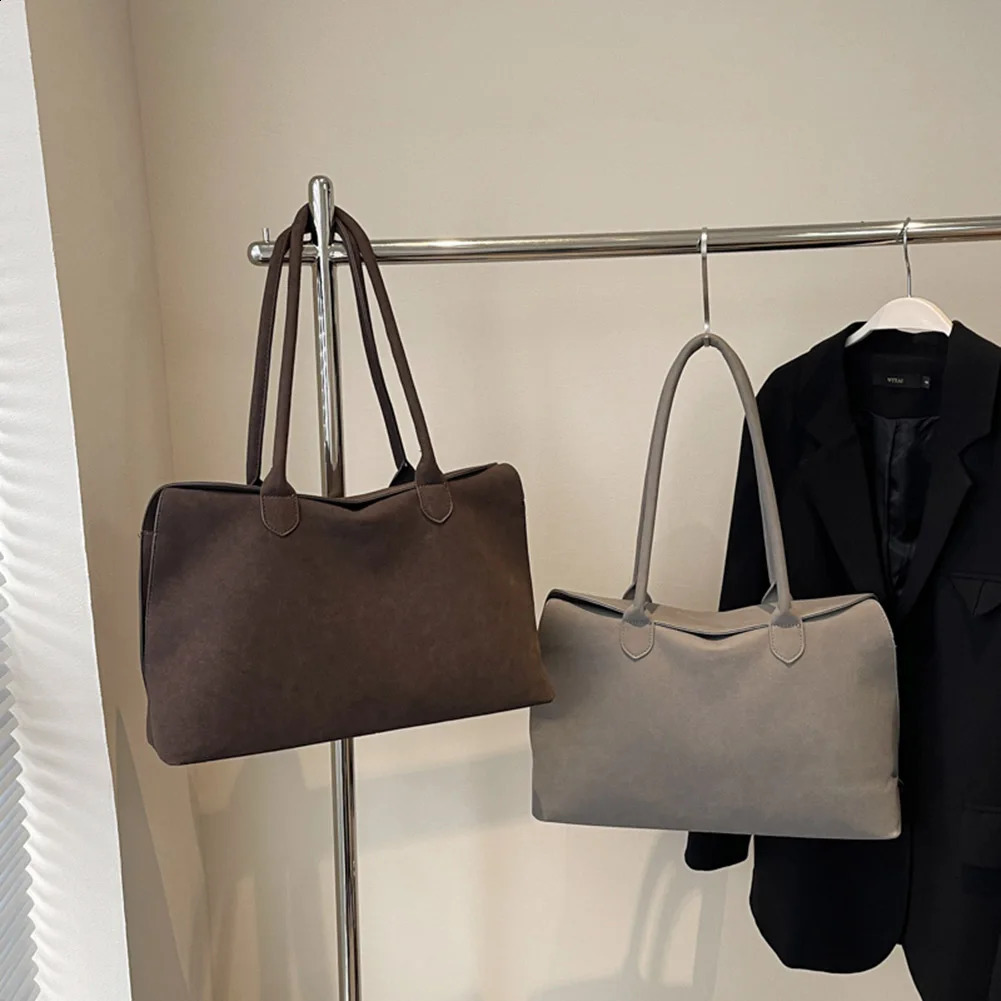 Shoulder Bag for Women Men with Inner Pocket Retro Handbag Suede Solid Color Underarm Bag Satchel Bag Work Travel Bag 250319