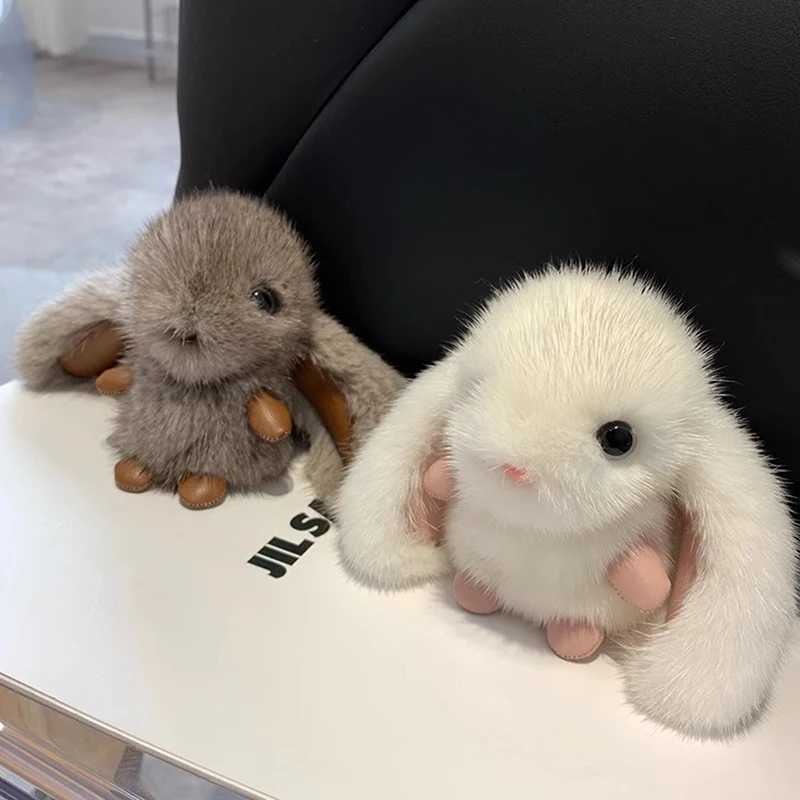 Cute fluffy rabbit keychain ring plush fluffy rabbit bag pendant couple car keychain jewelry giftXJ250319