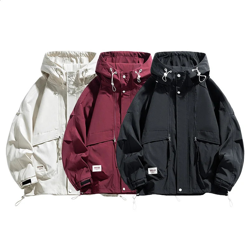 Oversized mens jacket windproof groove 6XL 7XL 8XL Plus size hooded waterproof black camping bomber loose thin soft shell 250317
