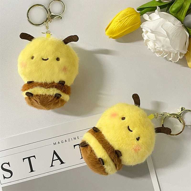 1 charm filled cute fluffy decoration bee pendant car toy keychain plush doll childrens holiday giftXJ250319