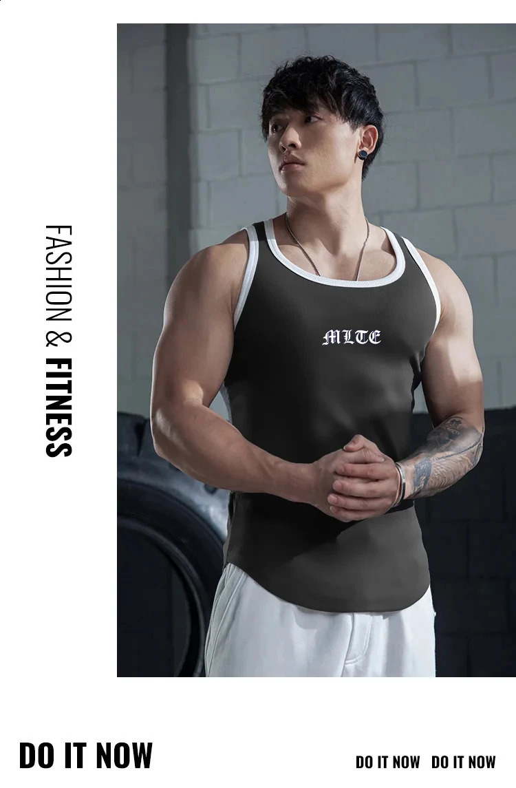 Mens sleeveless tight fitting legs top of the line fitness dry speed running short sleeved muscle exercise summer 250319