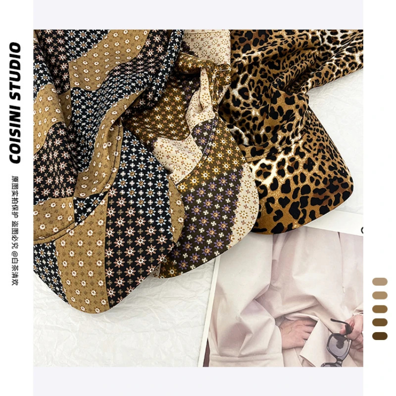 Maillard Retro Brown Leopard Print Headscarf Cap for Women Spring and Summer Travel Sunscreen Personality Versatile Sun Hat 250320