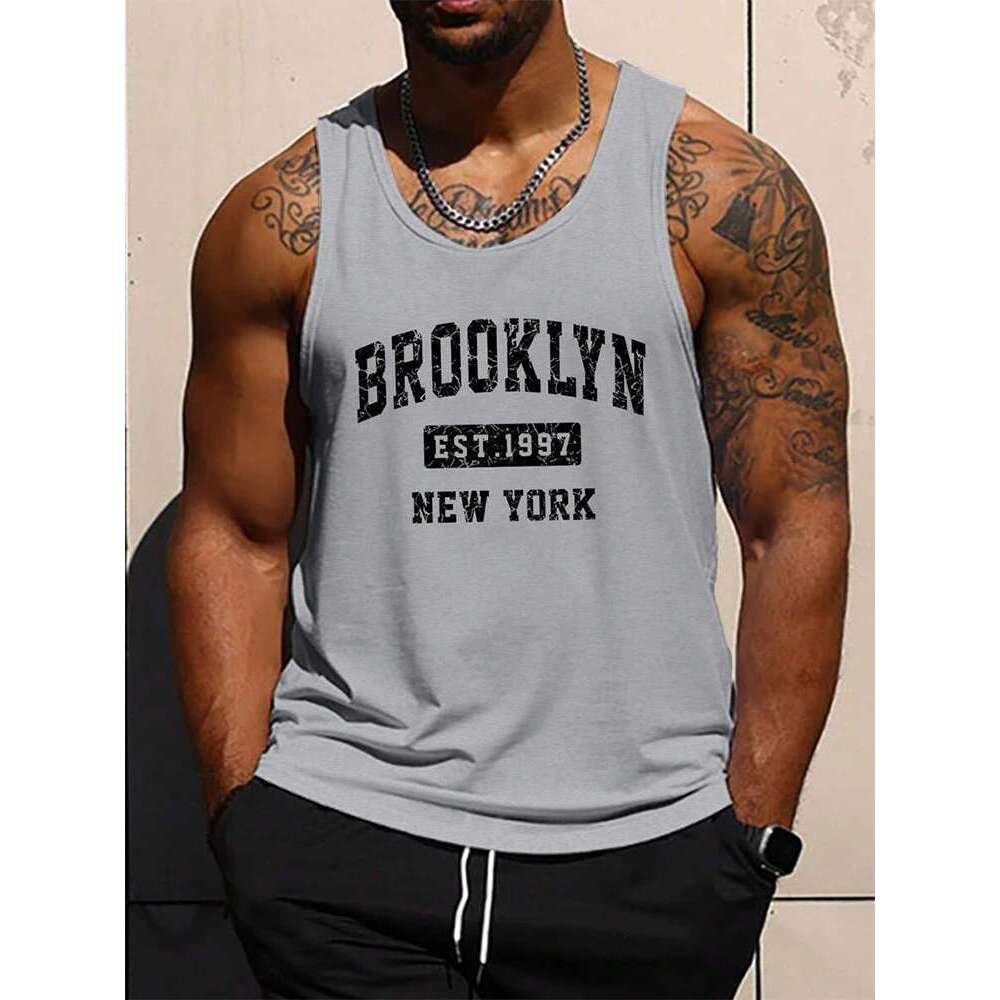 2025 New Tank Top for Men Printed Letter 3D Outdoor Sports Tank Top Fitness for Men Summer Daily Fashion Sleeveless T-Shirt for Men