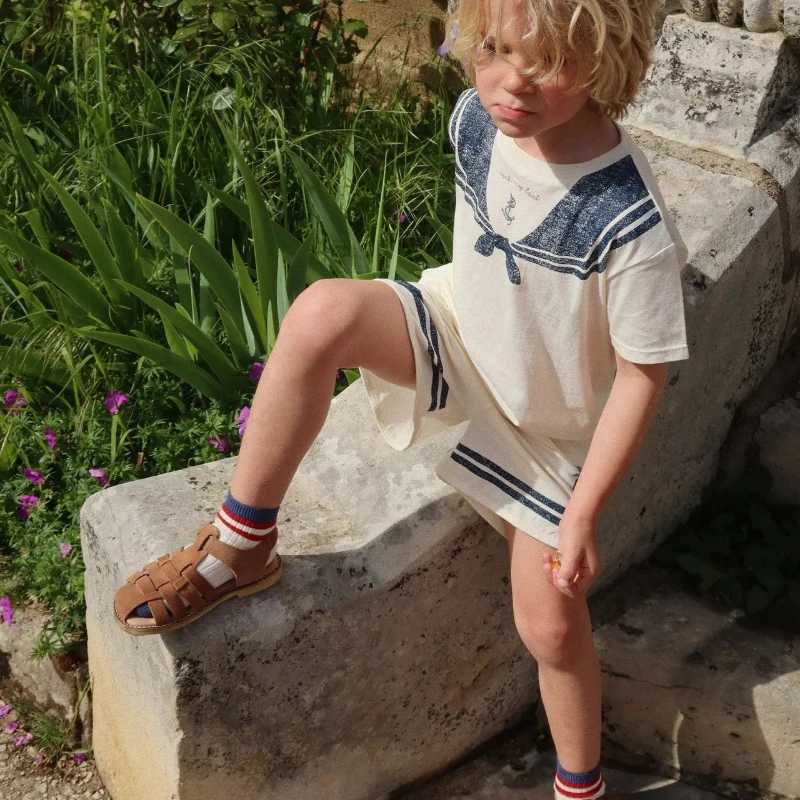 OUYANG IVAN Children Sets25KS Summer Short Sleeve T-shirt Kindergarten Set Boys Shorts Shirt Girls Casual Top and Shorts SuitT250320