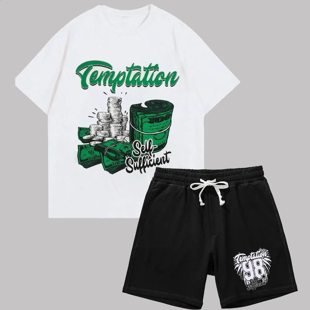 Love Printed T Shirt Shorts Suit Men Women Fashion Heart Tshirt Gothic Hip Hop Streetwear Summer Sports Casual Short Sleeve Set 250319