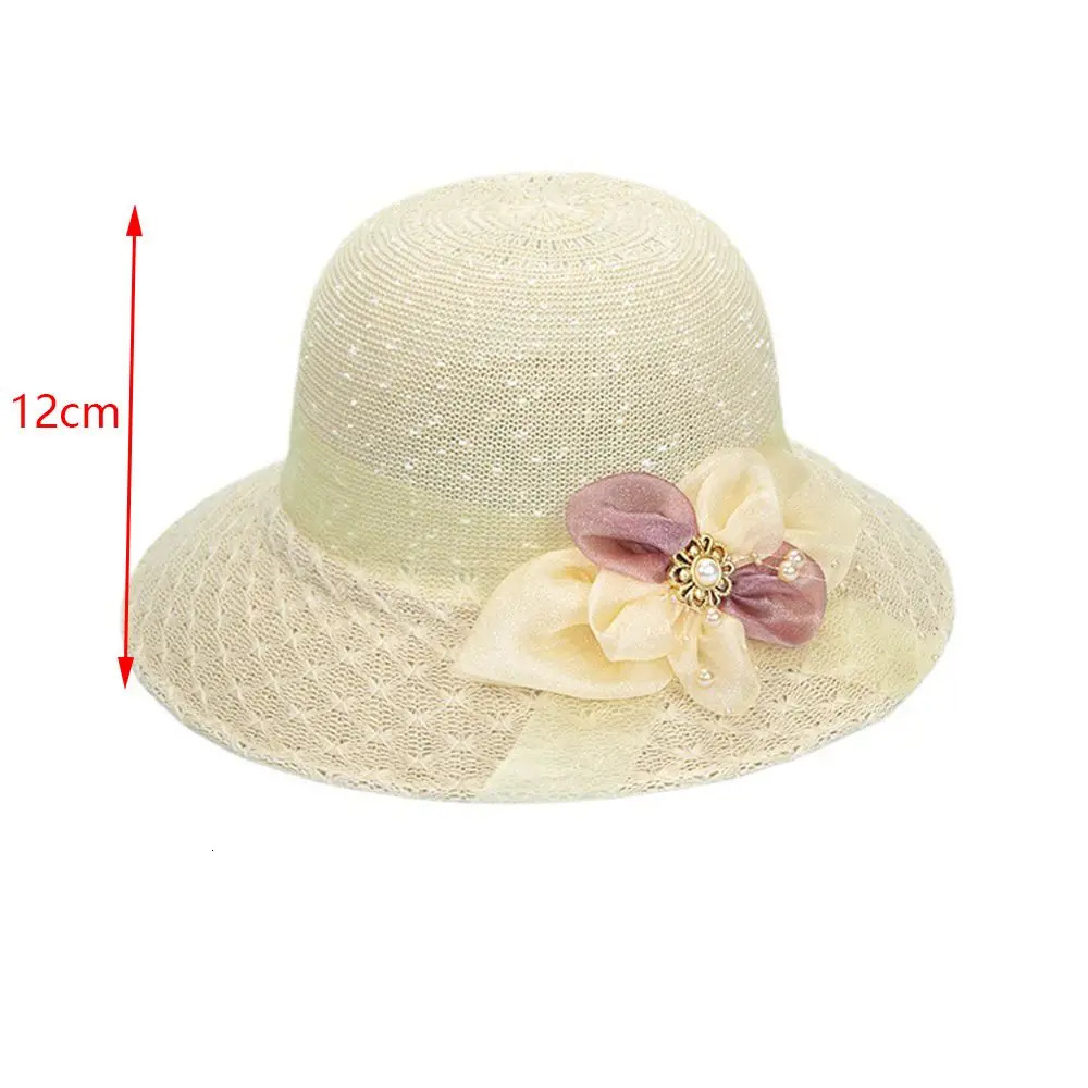 Pearl Flower Beach Hats Casual Women Lace Caps Fashion Spring Summer Sun Hat Sunscreen Outdoor Travel Female Straw Hat 250320