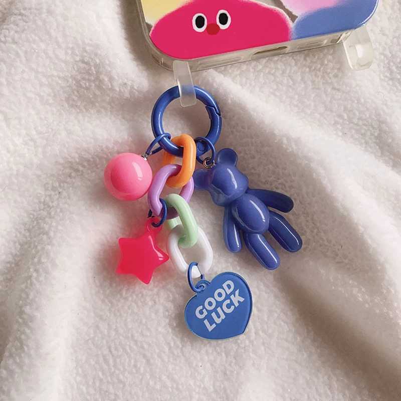 Creative and cute bear keychain colored bear bag decoration accessory suitable for women girls fashionable headphones protective case pendantXJ250319