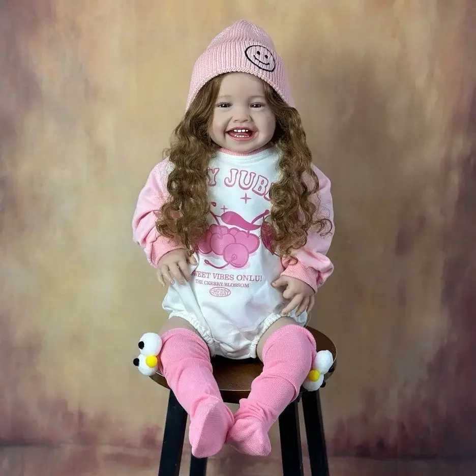 BZDOLL Lifelike 60cm 24 inch Soft Silicone Reborn Smile Baby Doll Handmade Dress up Toy Cute Childrens Christmas Gift W250320