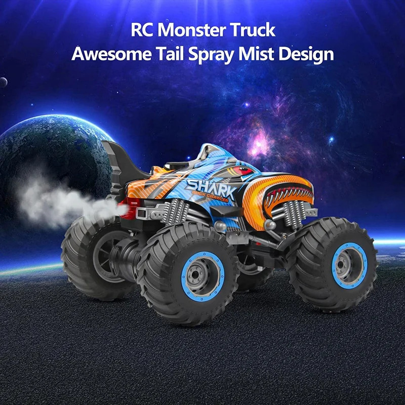 2.4GHz Remote Control car Monster Shark RC Car Electric Trucks Stunt Vehicle Sound Light Spray Toys for Boys Kids Children Gift 250320