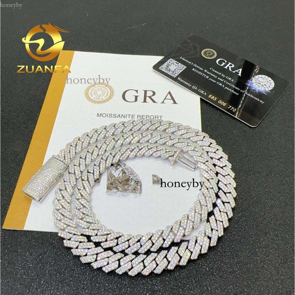 pendant necklaces designer for men Fine jewelry pass dia tester iced out Miami necklace Sterg Sier 13mm cuban k chain moissanite