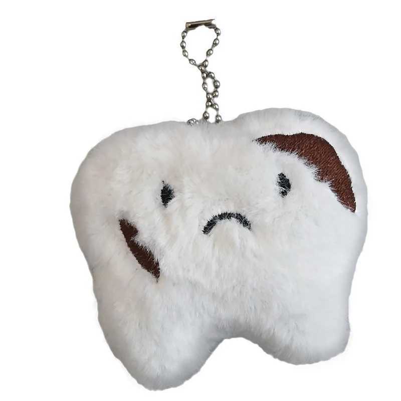 Cute Teeth Plush Toy Cartoon Wisdom Teeth Pendant Soft Stuffed Doll Keychain Car Key Ring Backpack Bag DecorXJ250319