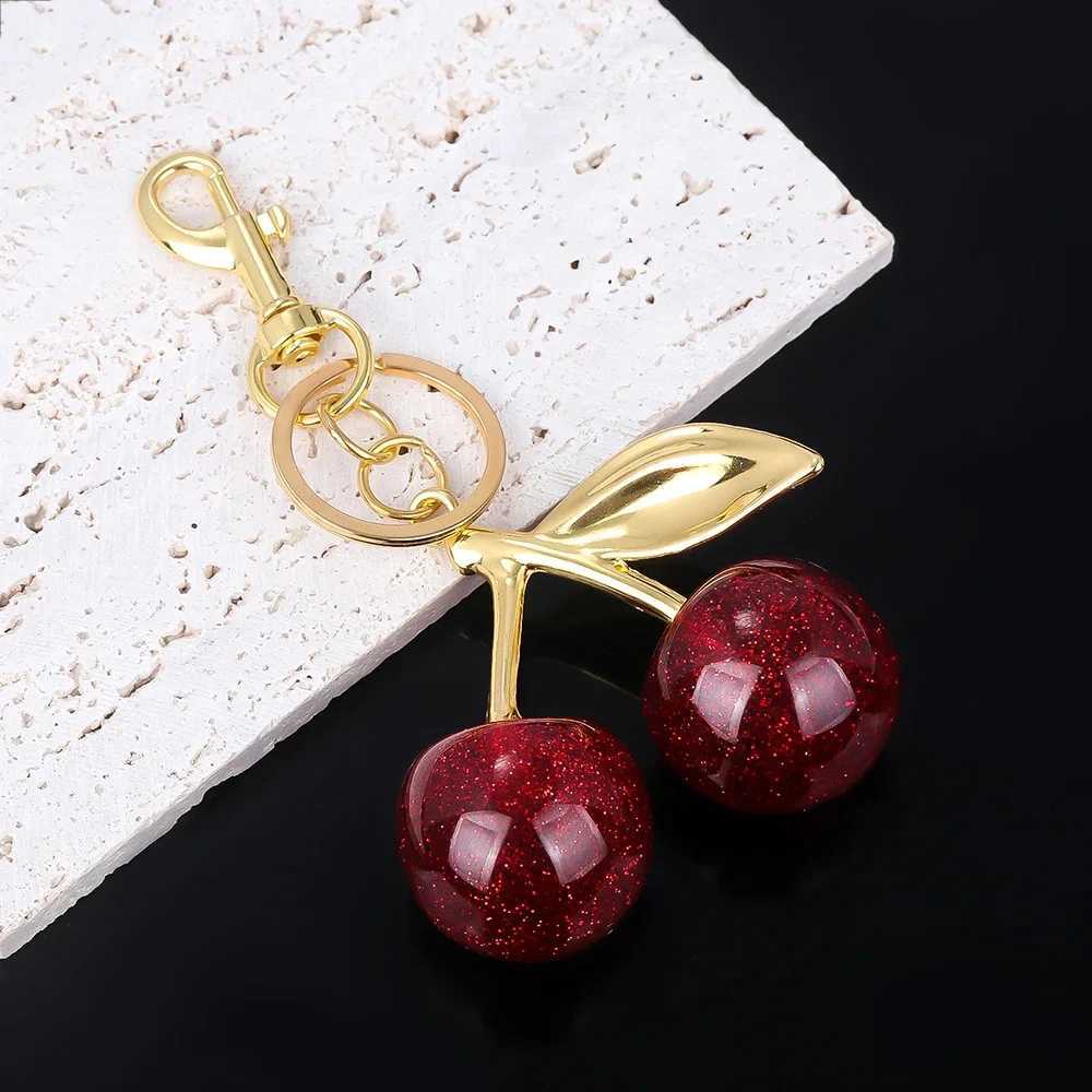 Fashion Delicious Red Cherry Keychain Summer Fruits Cherries Pendant Keyring For Women Men Jewelry Bag Accessories GiftXJ250319