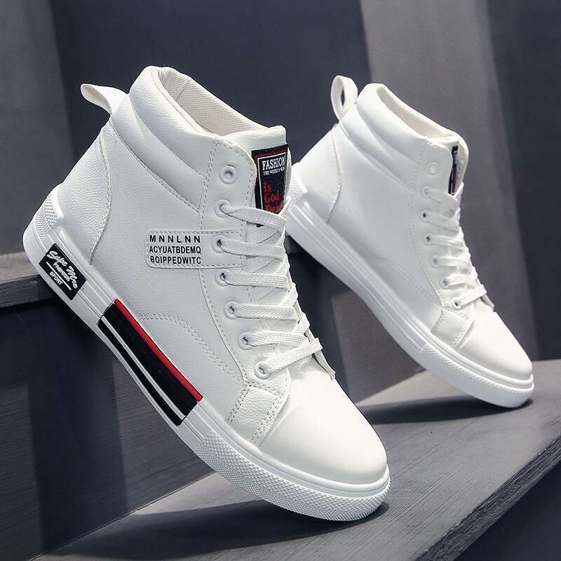 Men's Skateboarding High Top Sneakers Breathable W hite Sports Students Street Walking Shoes Chaussure Hom me