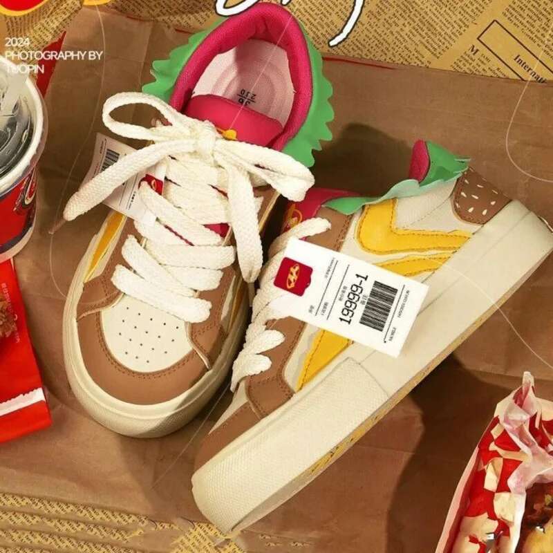 2025 With Box Designer shoes sneakers Korean style hamburger printed shoes