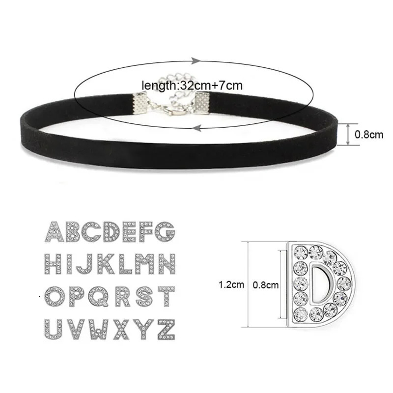 Fashion Rhinestone Letter Daddy Necklace Black Soft Leather Choker Collar Sexy Party Neck Jewelry DIY Custom Name Necklace Gift 250320