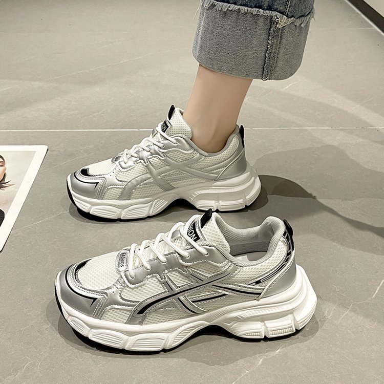 Women's dad shoes, low-top lace-up casual shoes 2025 new style mesh running shoes for women casual sports shoes