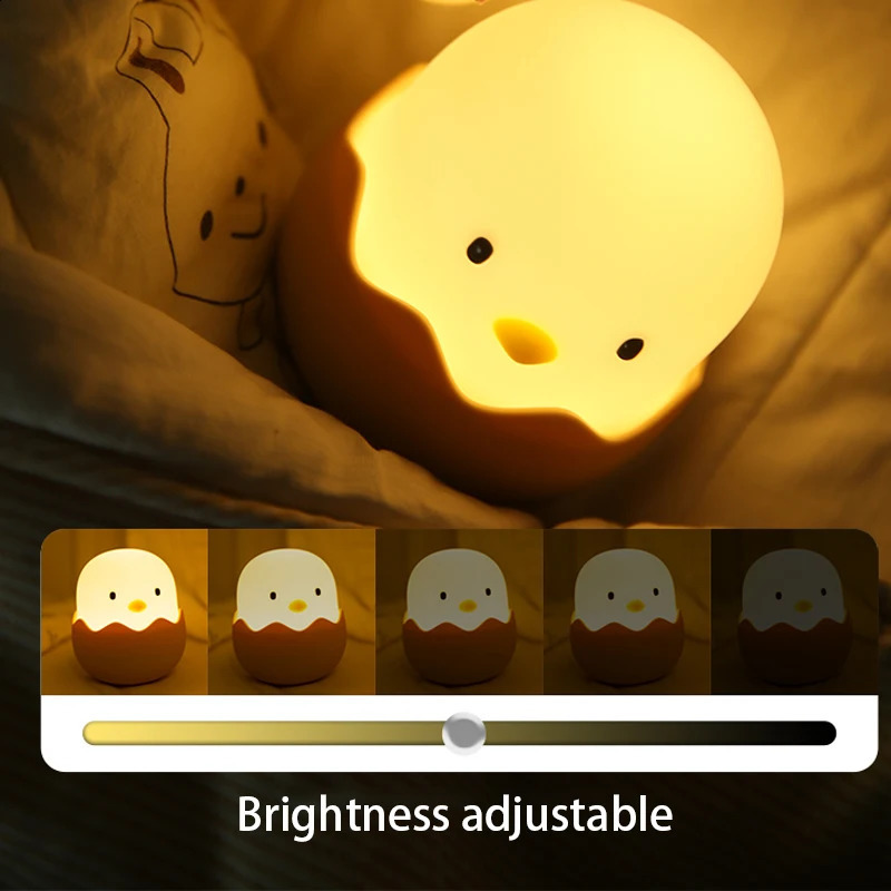 Eggshell Chicken Night Light Cartoon LED Light Bedroom Children Touch Adjustable Light Rechargeable Warm Light Atmosphere Light 250319