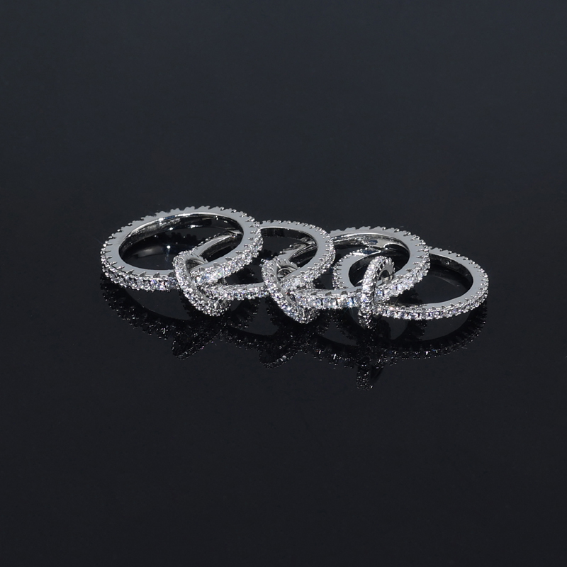 New Design Hot sales Multi Stacking Band Ring Pave silver pink gold color Cubic Zirconia For Women Finger Ring Jewelry wedding party ring