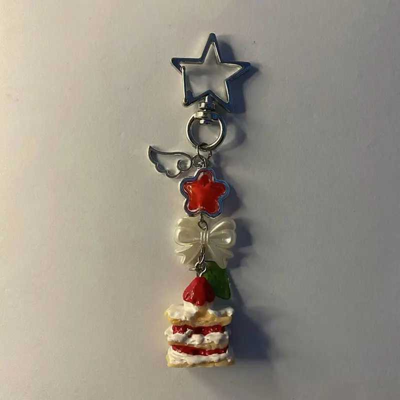 Handmade Strawberry Cake Mobile Charm Food KeychainXJ250319