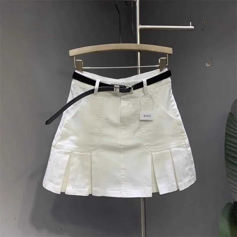 Whitim High Waisted Mini Dress made of Korean cotton skis with pleats newly arrived in spring and autumn 2024 for women with back exposure HiXJ250320