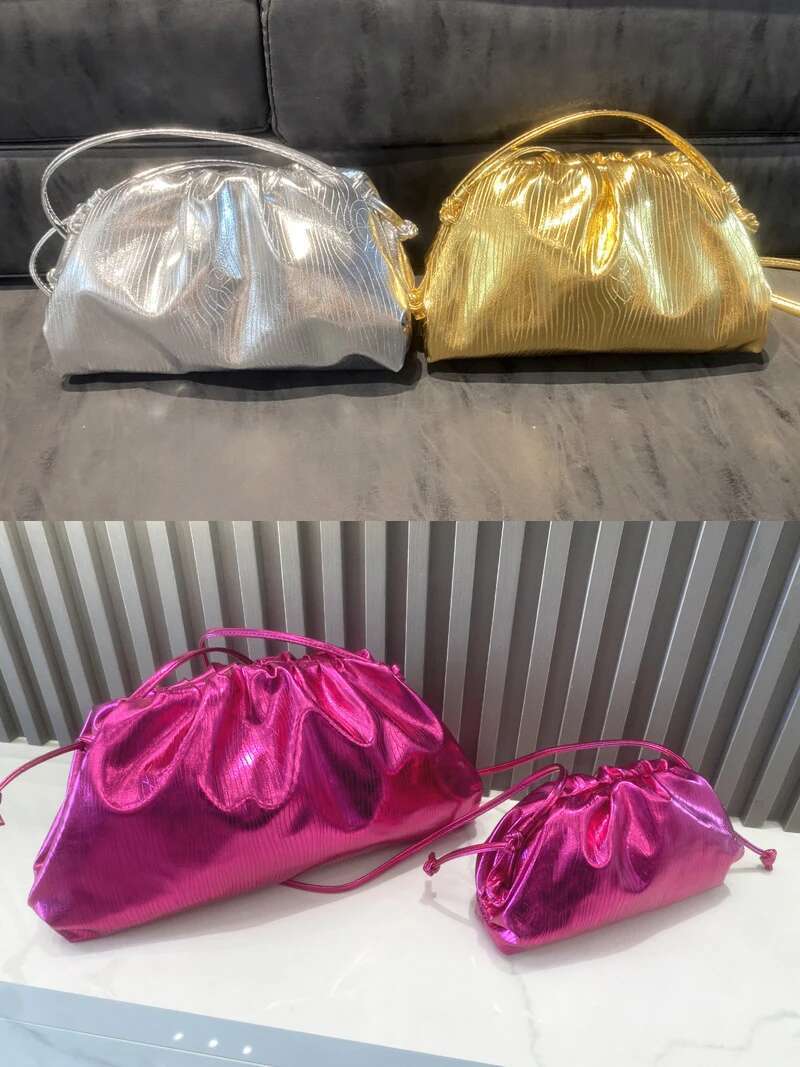 Designer Gold Sier Soft Cloud Women's Handbag New In Dumpg Lady Purse Large Capacity Crossbody Bag
