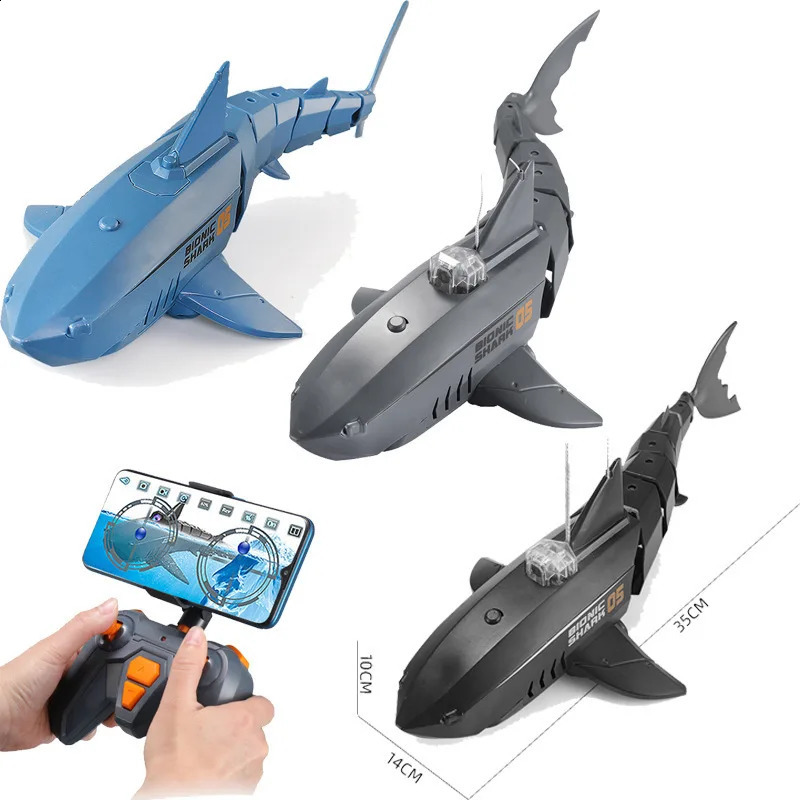 Rc Submarine With 480p Camera Underwater Boat Toy Remote Control Shark Animal Robots On Radio Controlled Boats Toys For Children 250319