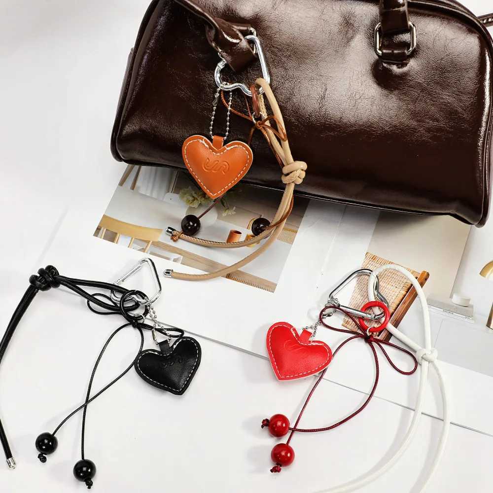 Y2k Leather Rope Keychain Cherry Bow Cute Pericardium Pendant 3D Creative Cartoon Keychain Anti Loss Phone Hanging RopeXJ250319