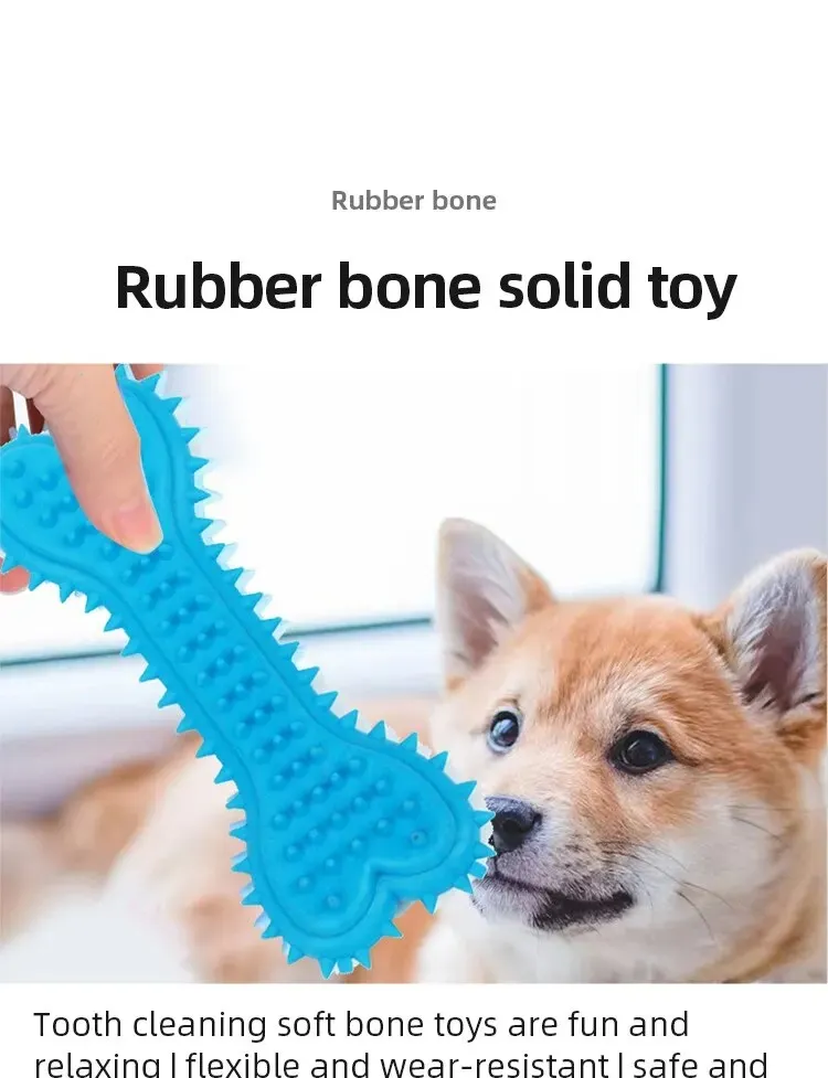 Pet Chew Toy Soft Rubber Bite-resistance Bone Shape Teeth Grinding Chewing Toys for Small Dogs Training Pet Supplies