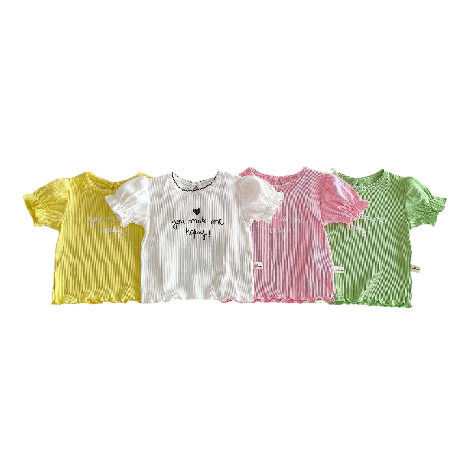 Ddmyshoesvip Flower Bud Short Sleeved T Shirt Summer New Western Style Ear Edge Baby Sweet Beauty Treasure Top