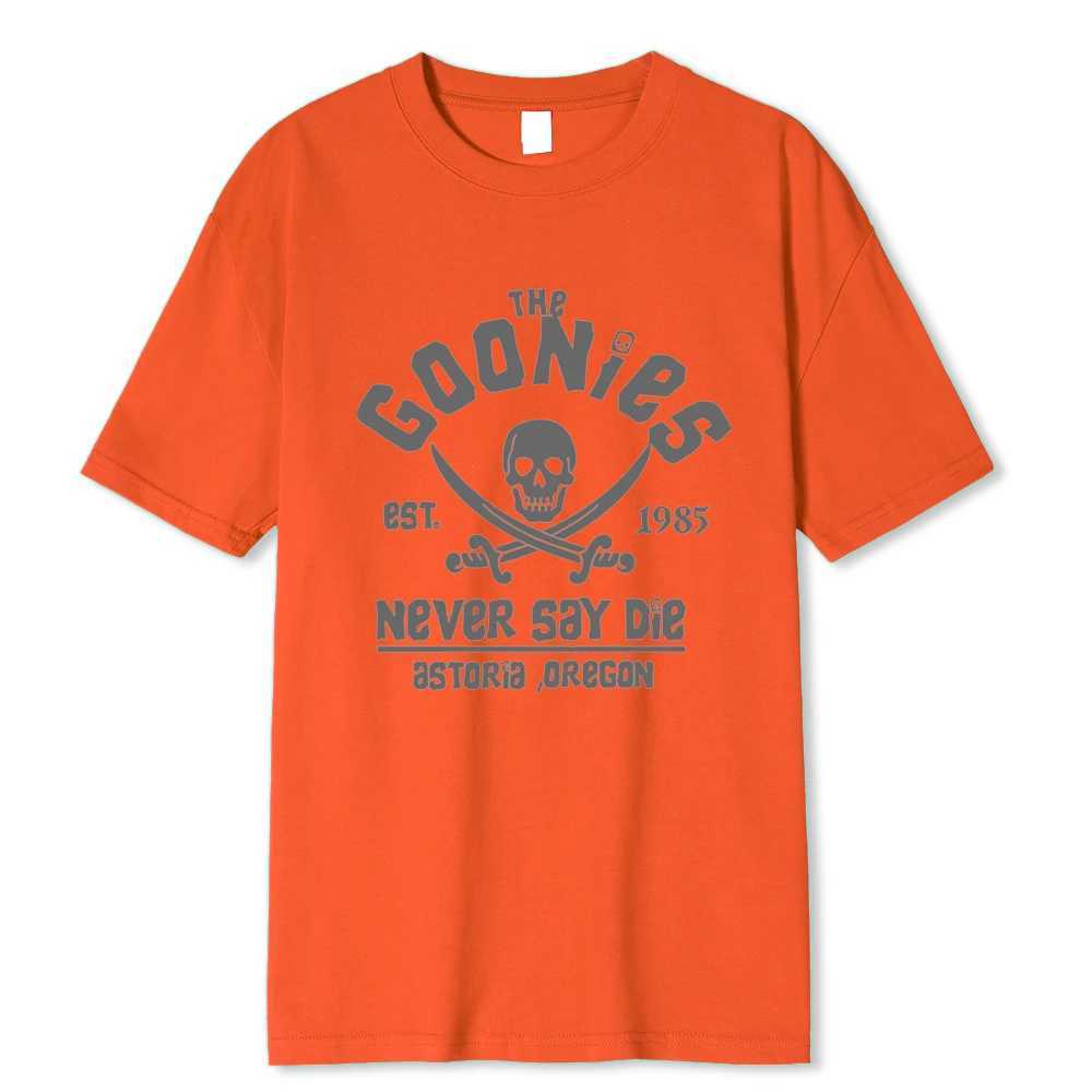 Mens Goonies never say die T-shirt cotton clothing fun short sleeves crew neck T-shirt adult T-shirt oversized breathable T-shirtT250319