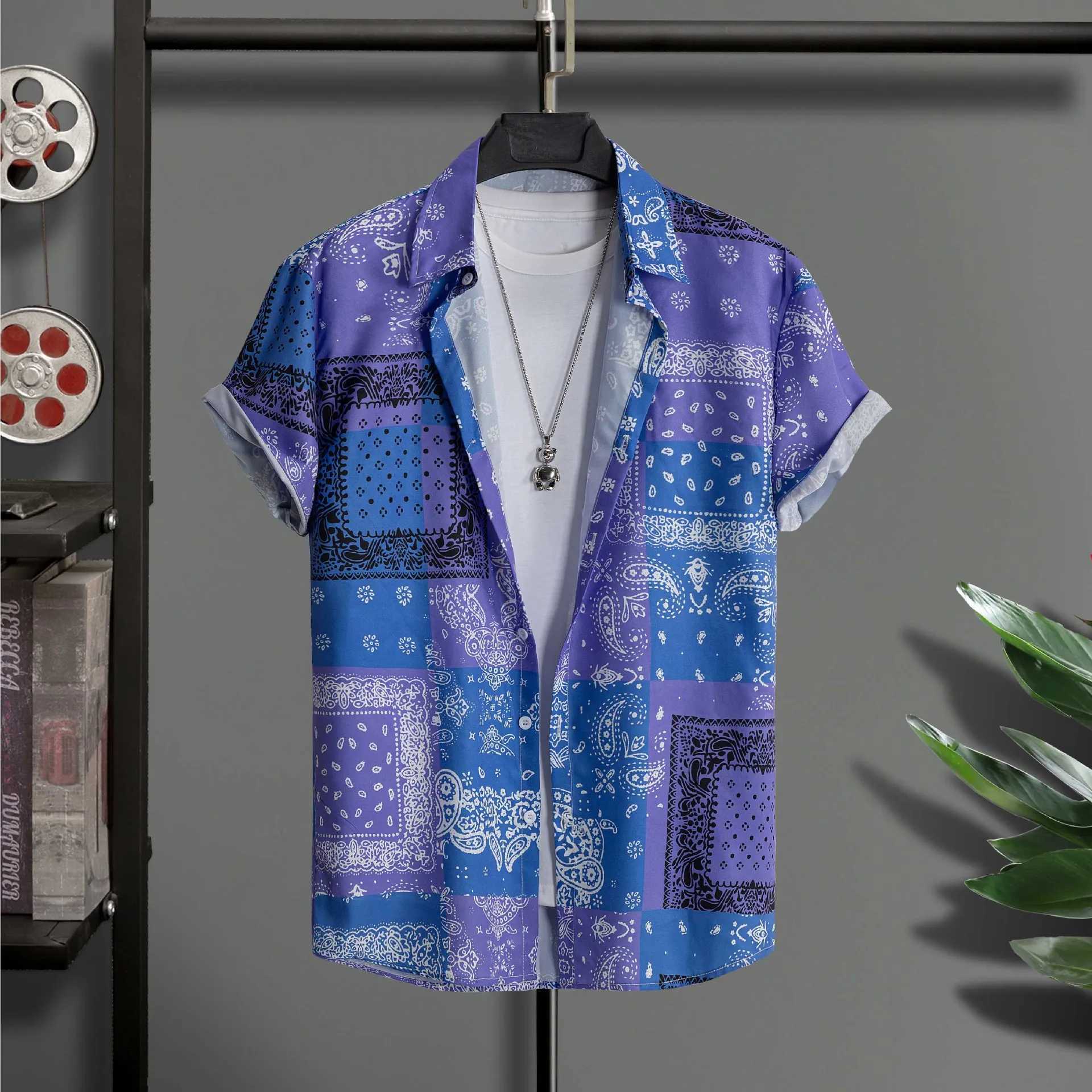 Hawaiian mens printed shirt high-quality 3D floral animated beach party top loose fit suitable for short sleeves new M250320
