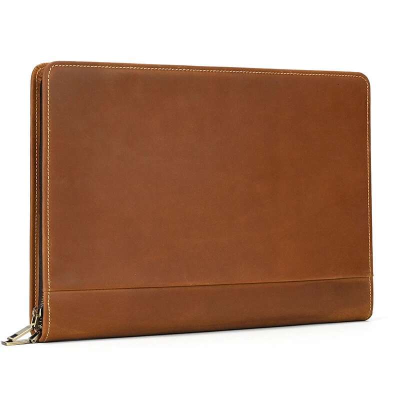 Crazy Horse Leather Ipad 12.9 " Laptop Computer Case Large Capacity Pad Cover Designer Men Clutch Bag