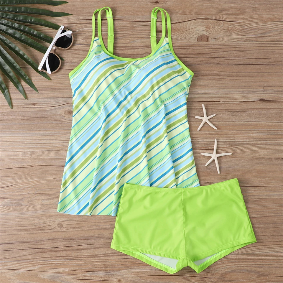 Floral Printed Tankini Set Women 2024 Two Piece Swimsuit Short High Waist Swimwear Female Bathing Suit Beachwear Swimming Summer 250319