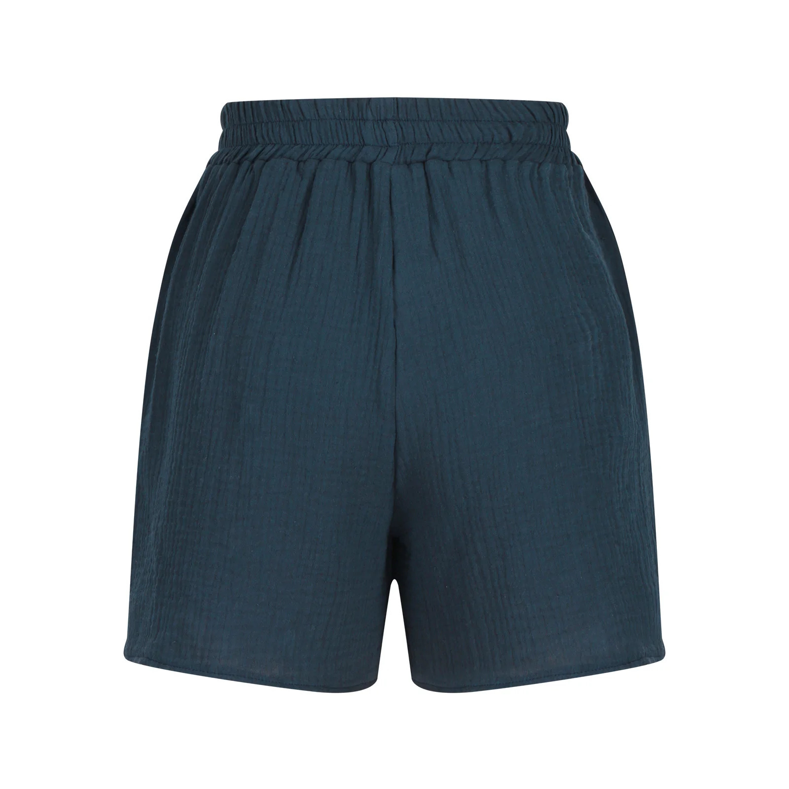 Ladies casual loose cotton elastic waist lace-up shorts 250320