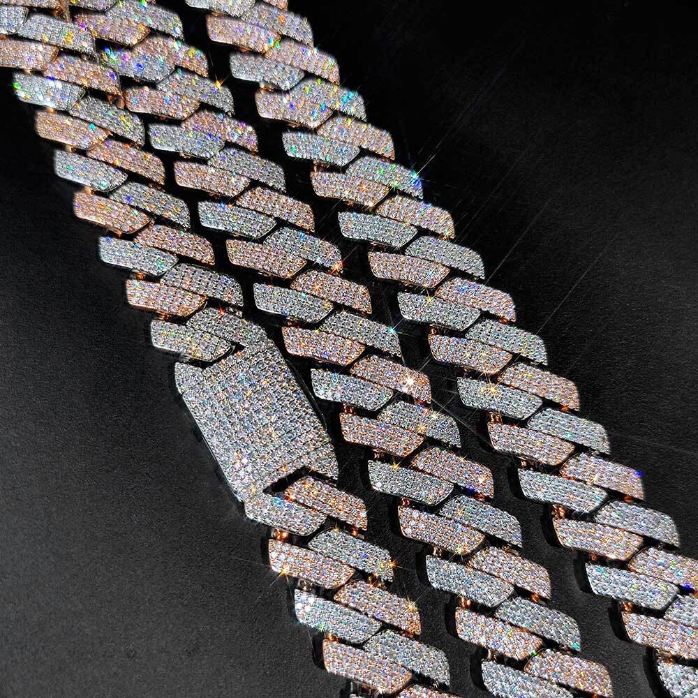 Hip Hop Jewelry 20mm Thick Cuban Link Chain Crystal Miami Gold Silver Two Color Iced Out CZ Cuban Chain Necklace