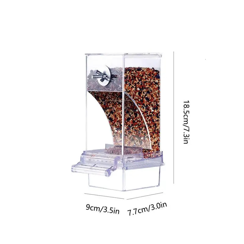 Automatic Parrot Food Feeder No Messes Bird Feeders Acrylic Seed Container Cage Accessories For Small And Medium Parakeets 250320