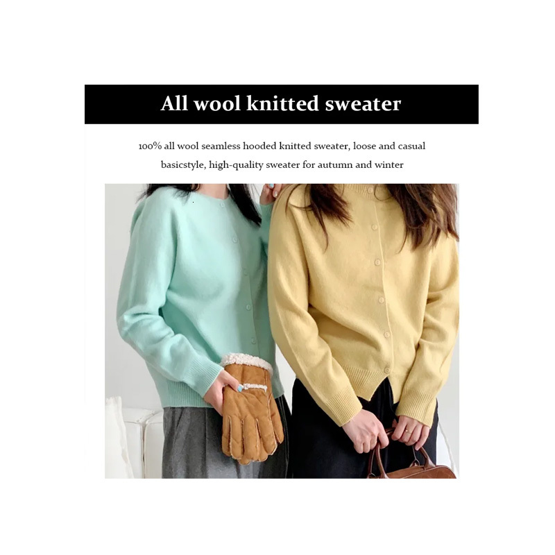 Casual Loose-Fit 100% Wool Cardigan - Stylish and Warm Sweater Perfect for Chilly Weather