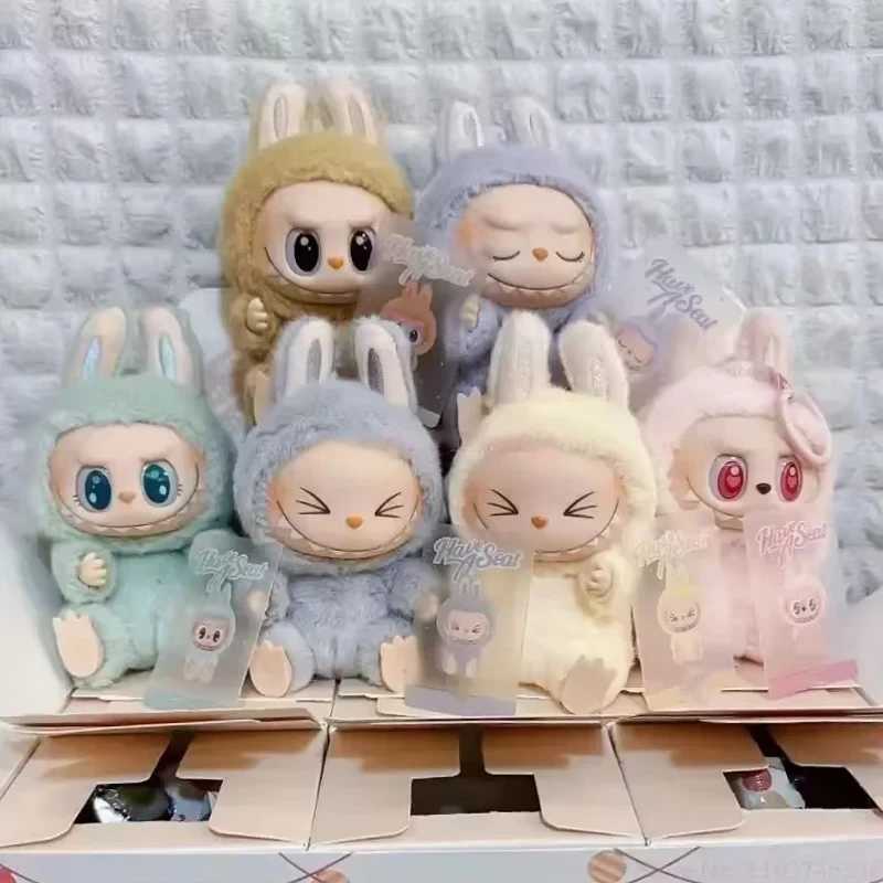 Anime Figure Labubu Blind Box Have A Seat Series Pendant Flocking Model Toy Kawaii Monster Replica Keychain Toy Christmas GiftXJ250319