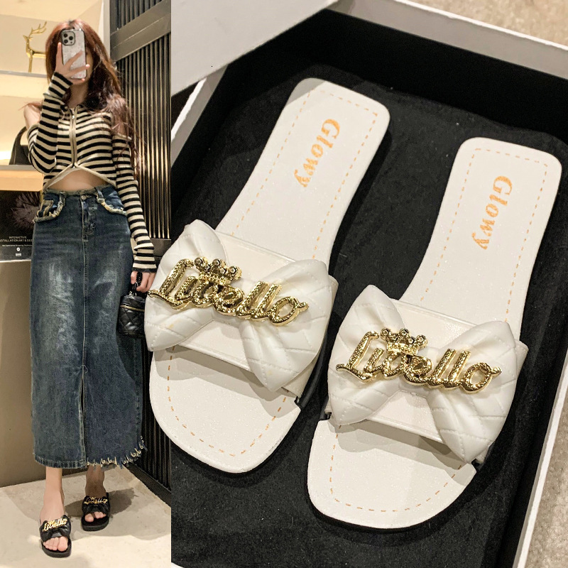 French Beach Women's Sandals 2025 New Designer Multifunctional Fashionable Slippers Indoor Niche Fairy Style Bow Sandals Outdoor Casual Shoes