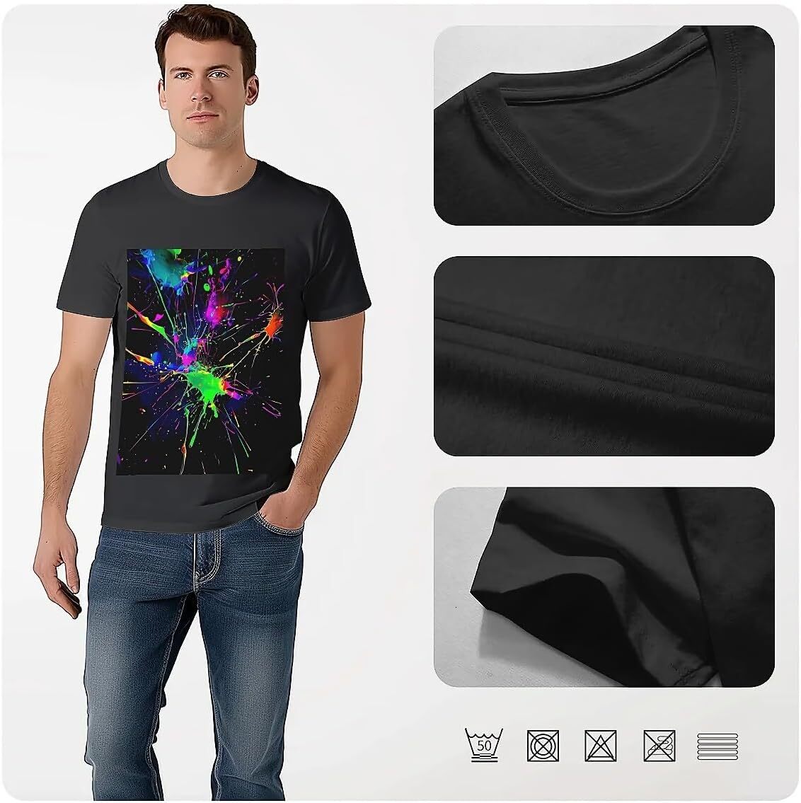 T shirt for Mens Mens Novelty T-Shirts Graphic 2D Print Summer Short Sleeve Colorful Print Shirts Tshirt Graphic Tee Casual Tops Clothes Short sleeve