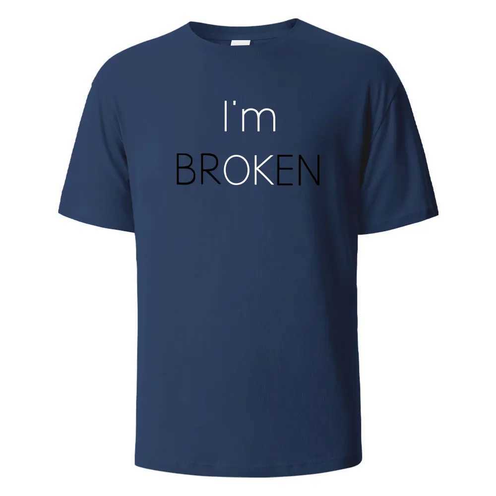 Im bankrupt Im fine. Interesting mens T-shirts on the street casual loose fit cotton clothing Crewneck breathable T-shirt hip-hop T-shirtT250319